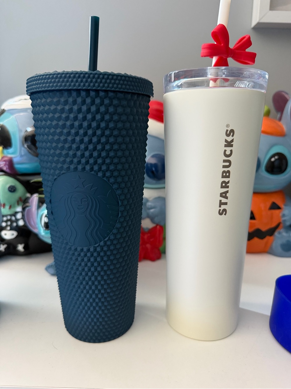 BNWT Starbucks Matte Navy Studded Tumbler & Cream Logo Tall Cup